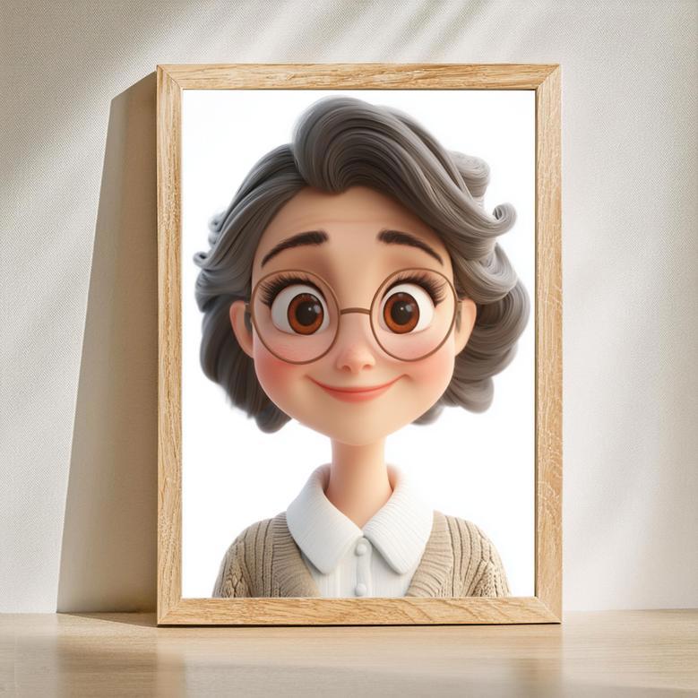 Mom 3D Cartoon Portrait – Lighthearted Personalized Wall Display