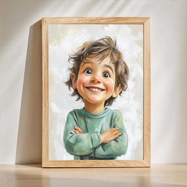 Son Caricature Portrait – Playful Custom Room Decor