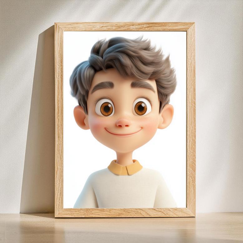 Son 3D Cartoon Portrait – Unique Handcrafted Room Decor