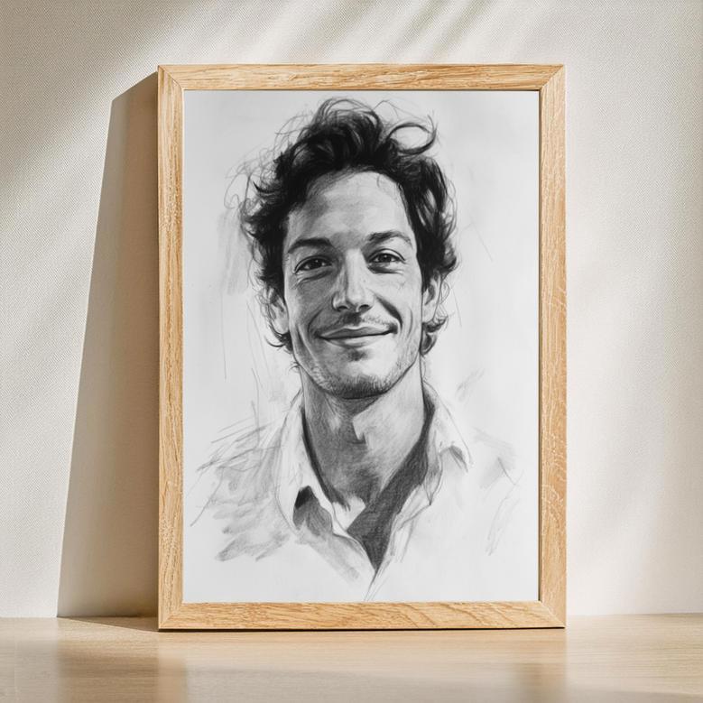 Uncle Charcoal Portrait – Unique Personalized Wall Art