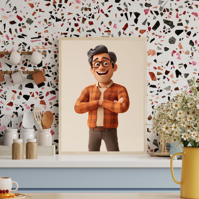 Dad 3D Cartoon Portrait – Playful And Memorable Gift For Dad