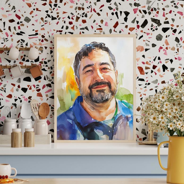 Dad Watercolor Portrait – Unique Hand-Painted Home Art