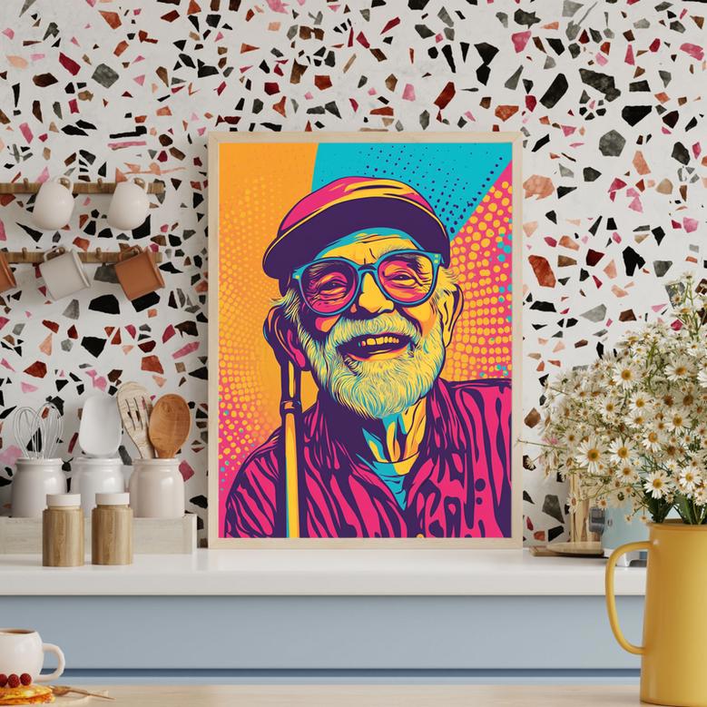 Grandpa Pop Art Portrait – Unique And Stylish Wall Display