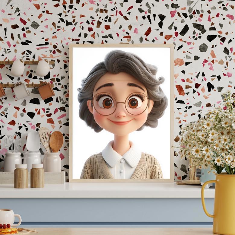 Mom 3D Cartoon Portrait – Lighthearted Personalized Wall Display