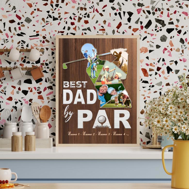 Personalized Dad Golf Photo Collage Canvas – Custom Father’s Day Gift for Dad