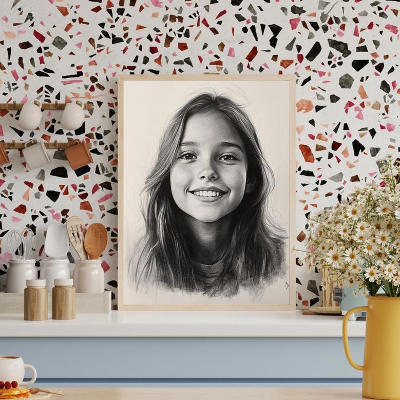 Sister Charcoal Portrait – Artistic Personalized Wall Art