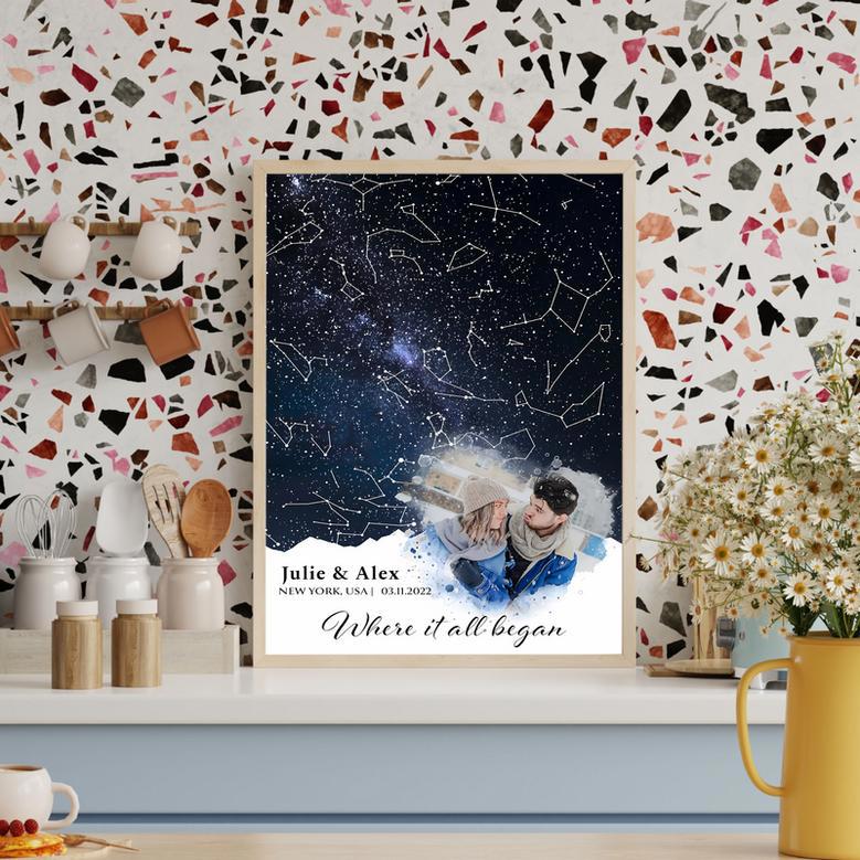 The Sky of Love - Personalized Stars Map Prints Engagement Wedding Gifts Canvas