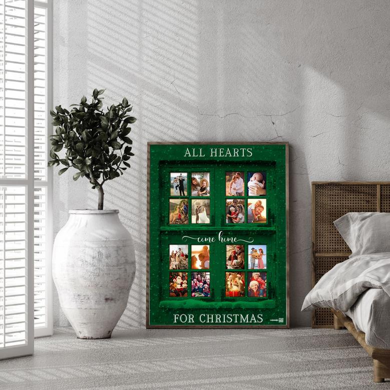 All Heart Come Home for Christmas Custom Photo Canvas Green Christmas Window