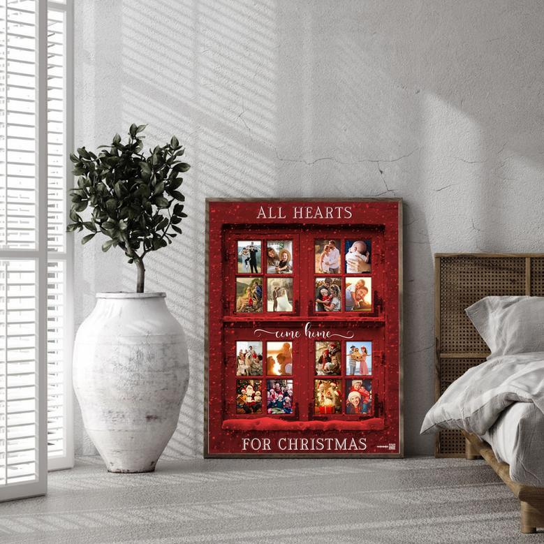 All Heart Come Home for Christmas Custom Photo Canvas Red Christmas Window