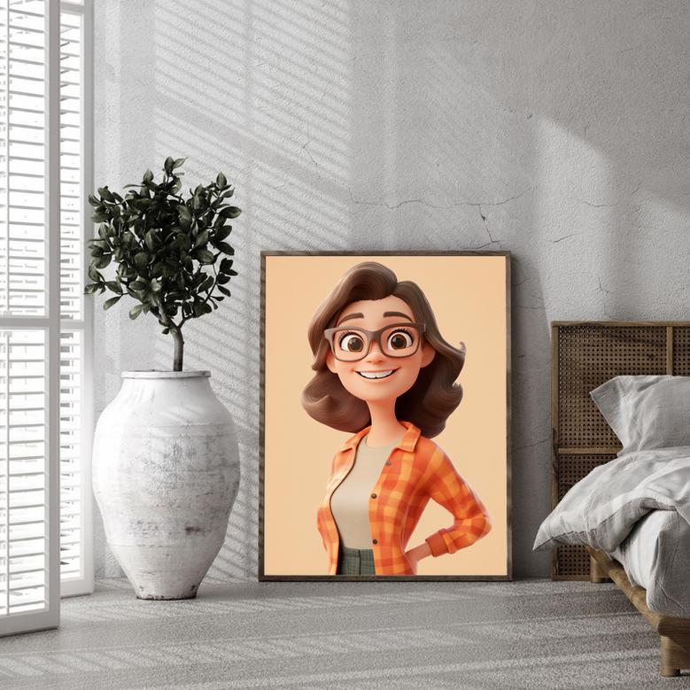 Aunt 3D Cartoon Portrait – Fun Personalized Wall Art