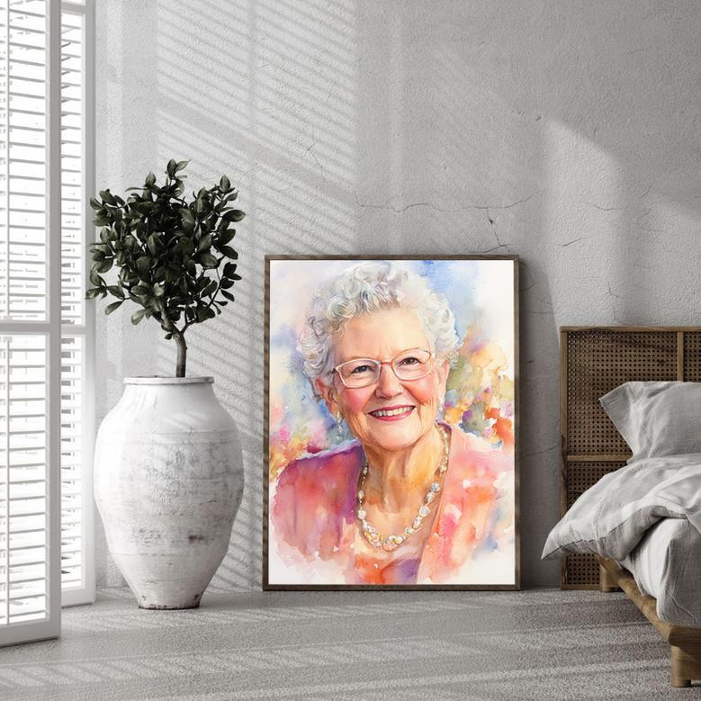 Aunt Watercolor Portrait – Adored Hand-Painted Wall Art