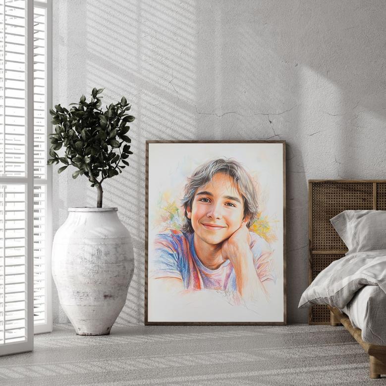 Brother Colorful Pencil Sketch Portrait – Bold And Artistic Custom Art