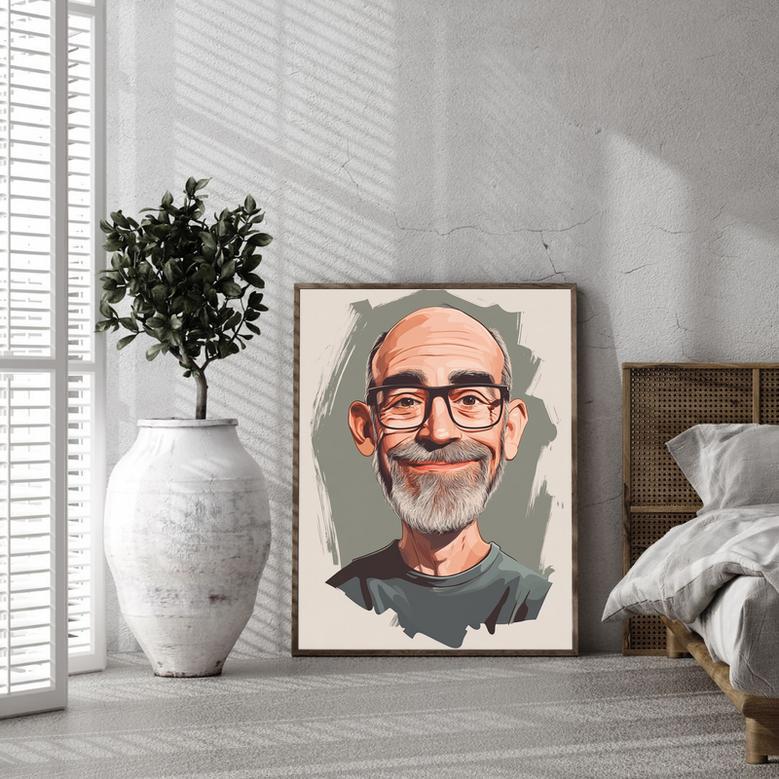 Dad Caricature Portrait – Fun Personalized Wall Art For His Space