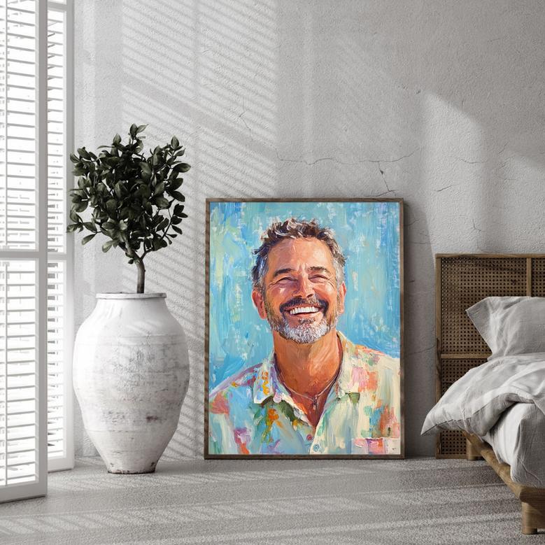 Dad Oil Painting Portrait – Timeless Hand-Painted Masterpiece