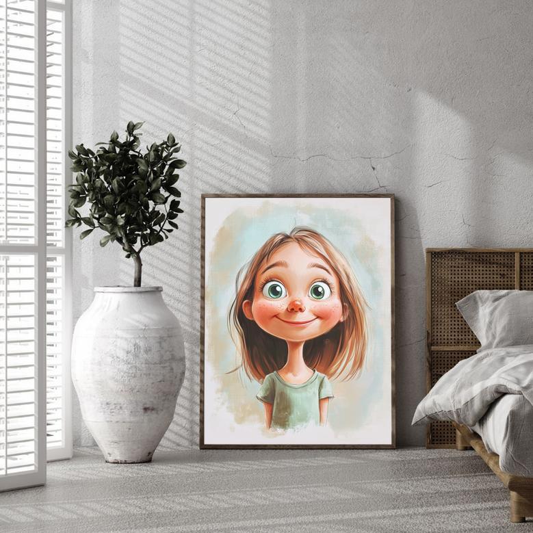 Daughter Caricature Portrait – Fun Personalized Wall Art