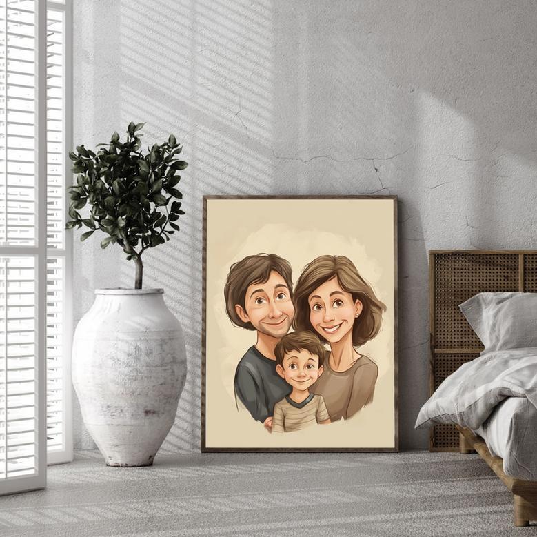 Family Caricature Portrait – Vibrant Custom Home Decoration