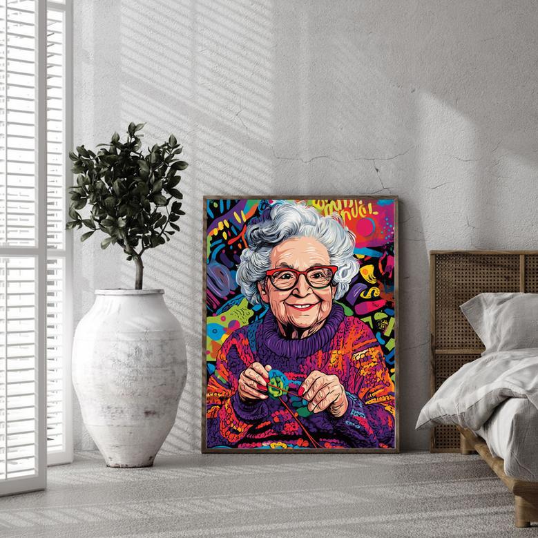 Grandma Pop Art Portrait – Lively Handcrafted Family Keepsake