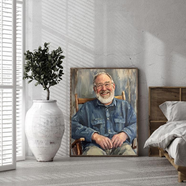 Grandpa Oil Painting Portrait – Stately Personalized Family Ar