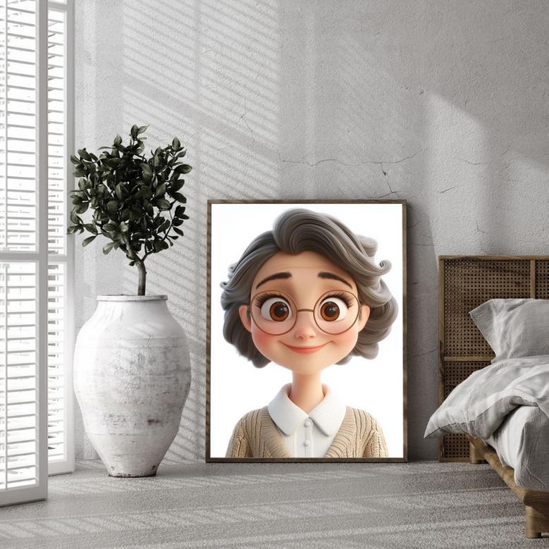 Mom 3D Cartoon Portrait – Lighthearted Personalized Wall Display