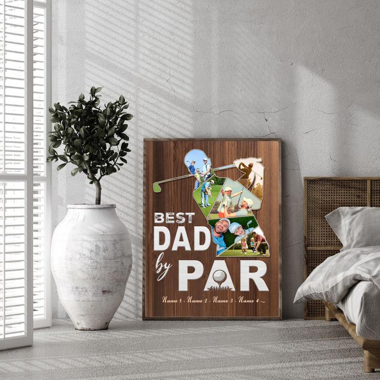 Personalized Dad Golf Photo Collage Canvas – Custom Father’s Day Gift for Dad