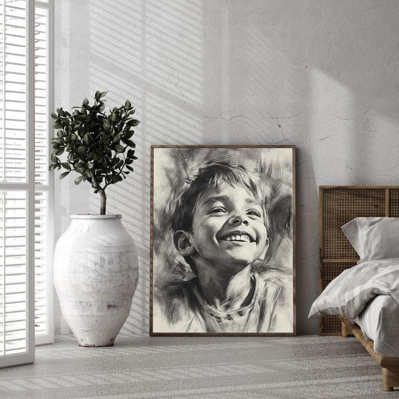 Son Charcoal Portrait – Unique Custom Wall Displa