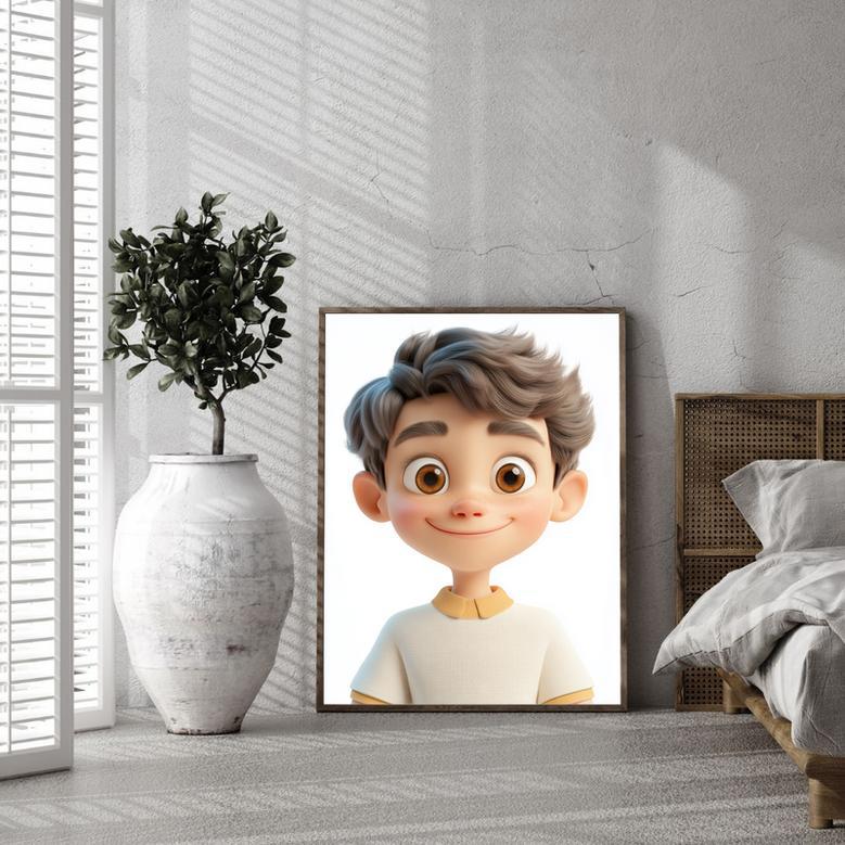 Son 3D Cartoon Portrait – Unique Handcrafted Room Decor