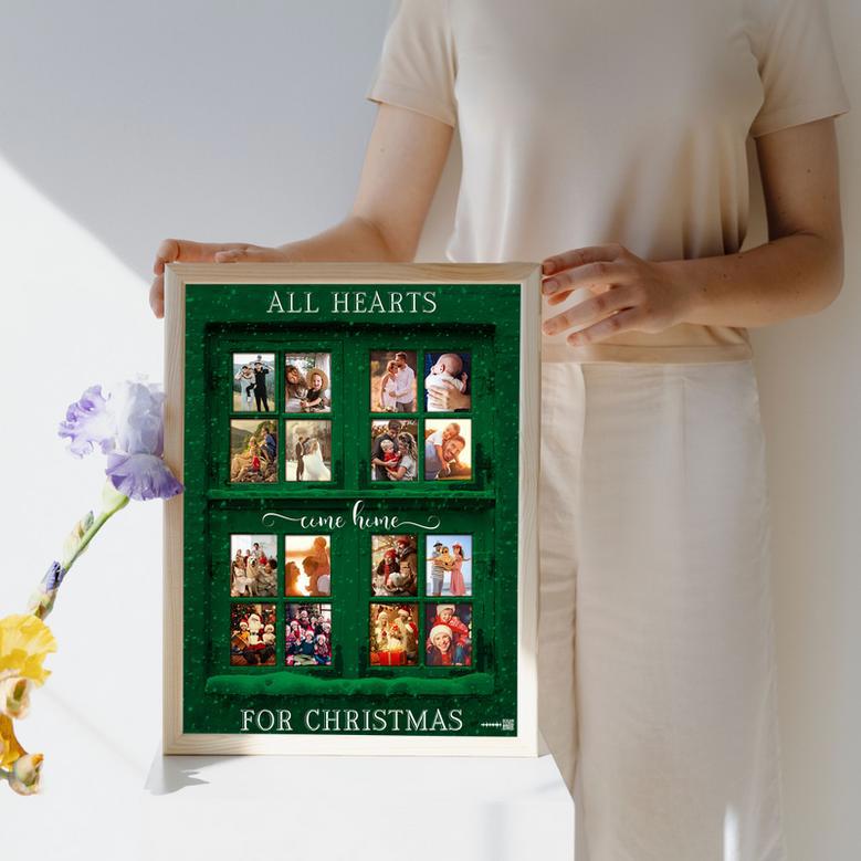 All Heart Come Home for Christmas Custom Photo Canvas Green Christmas Window