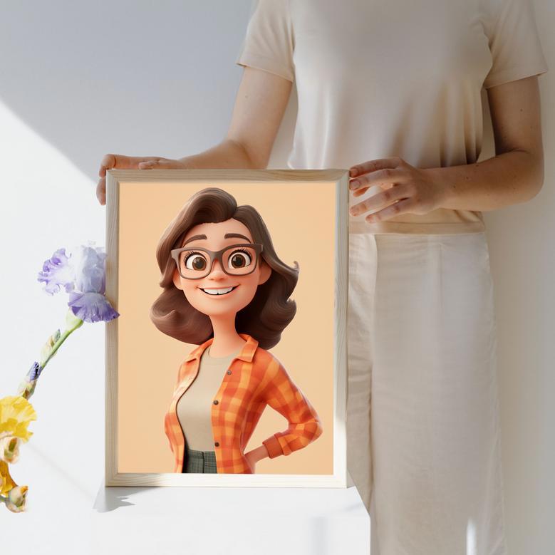 Aunt 3D Cartoon Portrait – Fun Personalized Wall Art