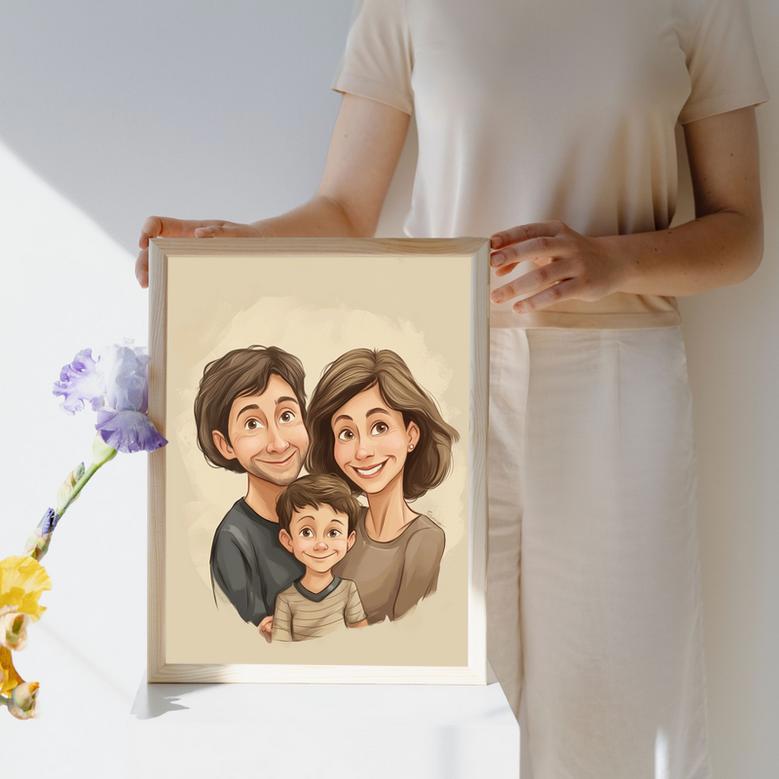 Family Caricature Portrait – Vibrant Custom Home Decoration