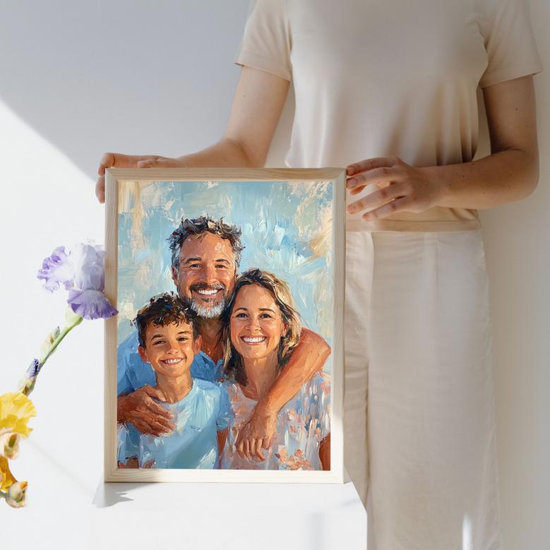 Family Oil Painting Portrait – Classic Custom Wall Decoration