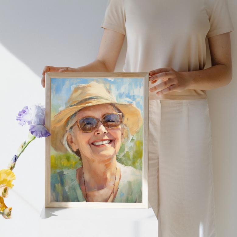 Grandma Oil Painting Portrait – Classic Handcrafted Keepsake