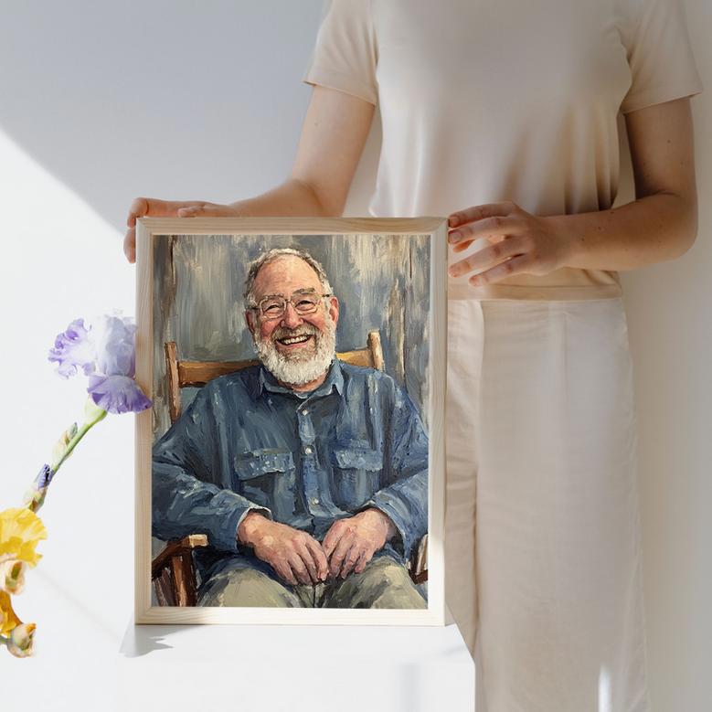 Grandpa Oil Painting Portrait – Stately Personalized Family Ar