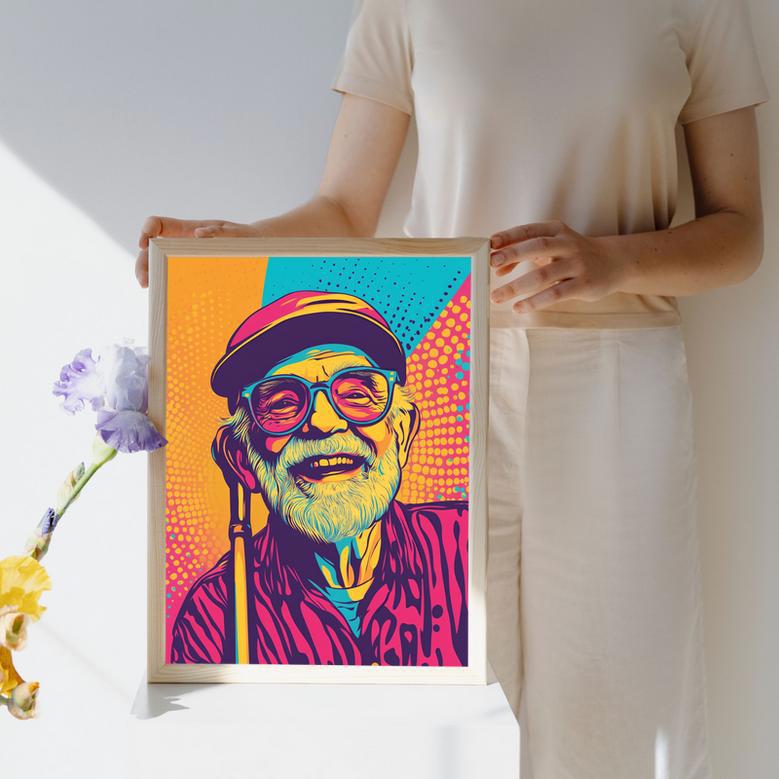 Grandpa Pop Art Portrait – Unique And Stylish Wall Display