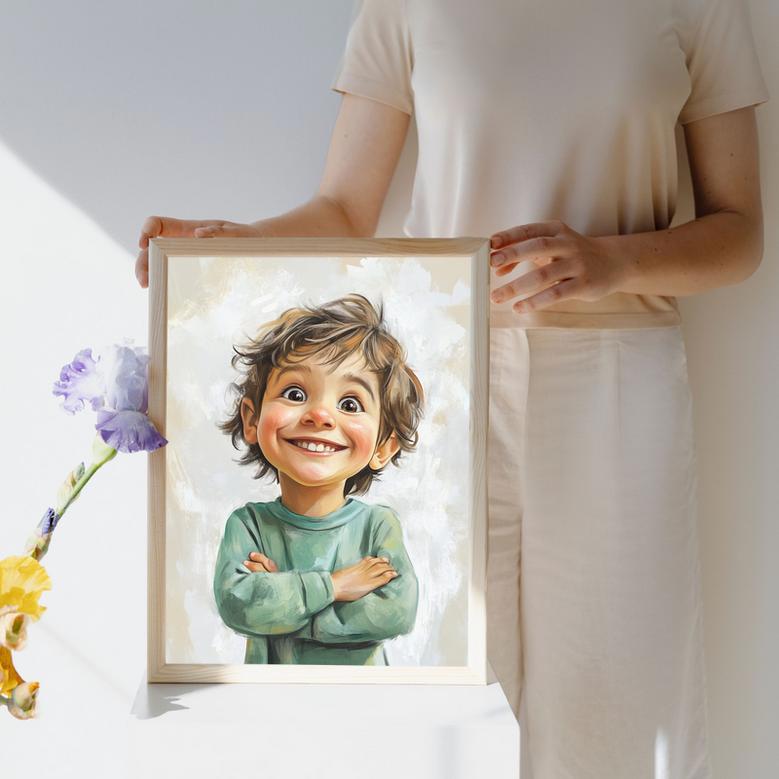 Son Caricature Portrait – Playful Custom Room Decor