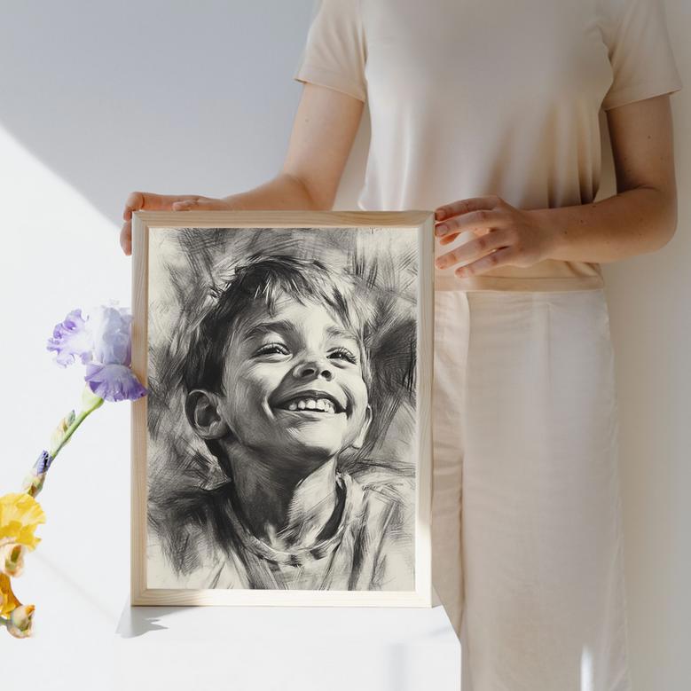 Son Charcoal Portrait – Unique Custom Wall Displa