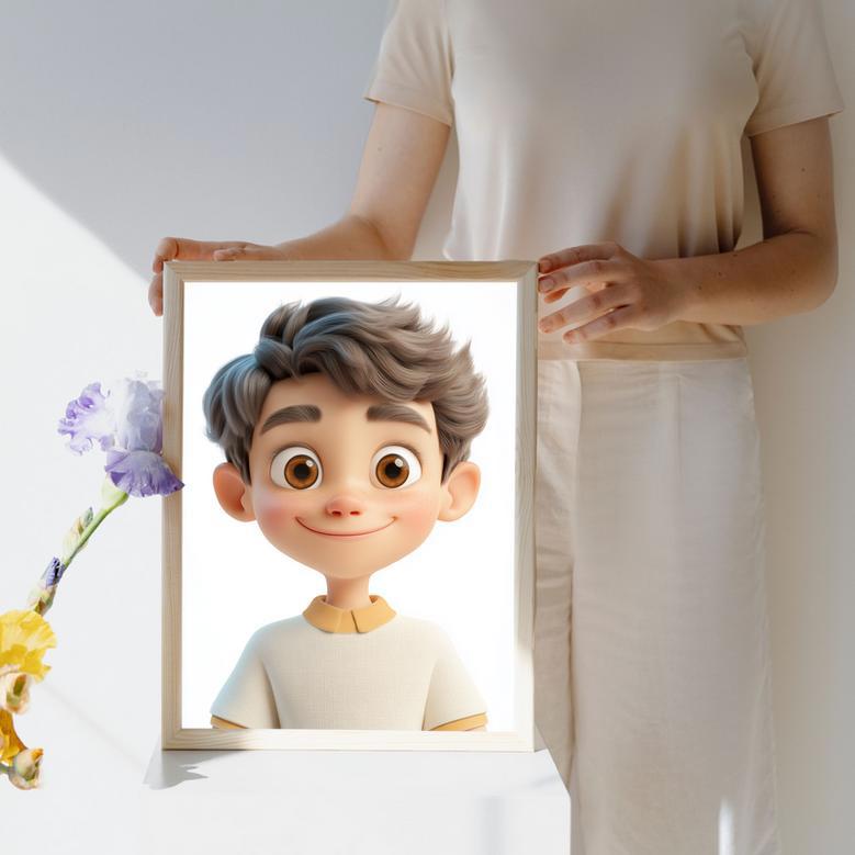 Son 3D Cartoon Portrait – Unique Handcrafted Room Decor