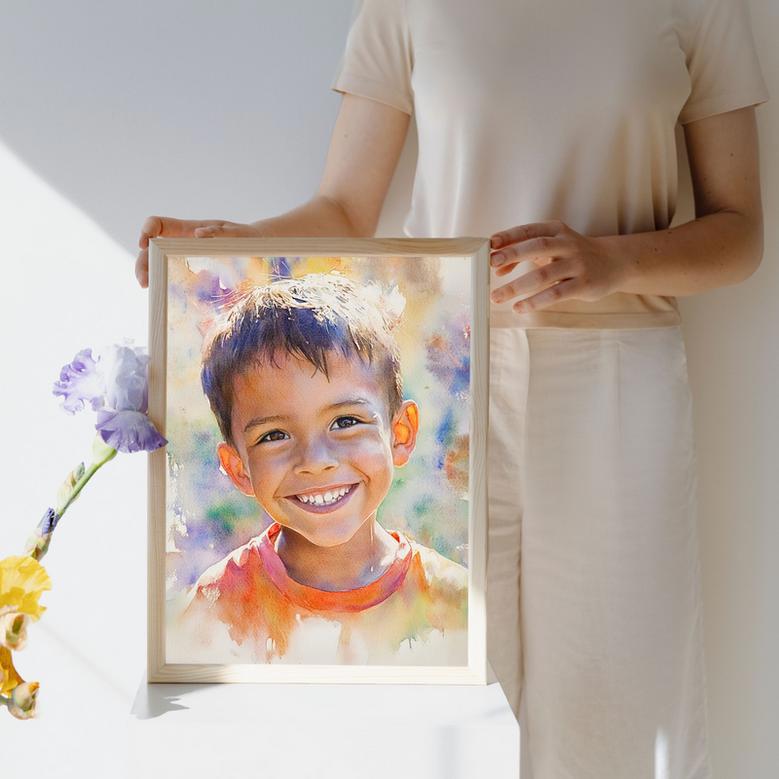 Son Watercolor Portrait – Beloved Hand-Painted Wall Art