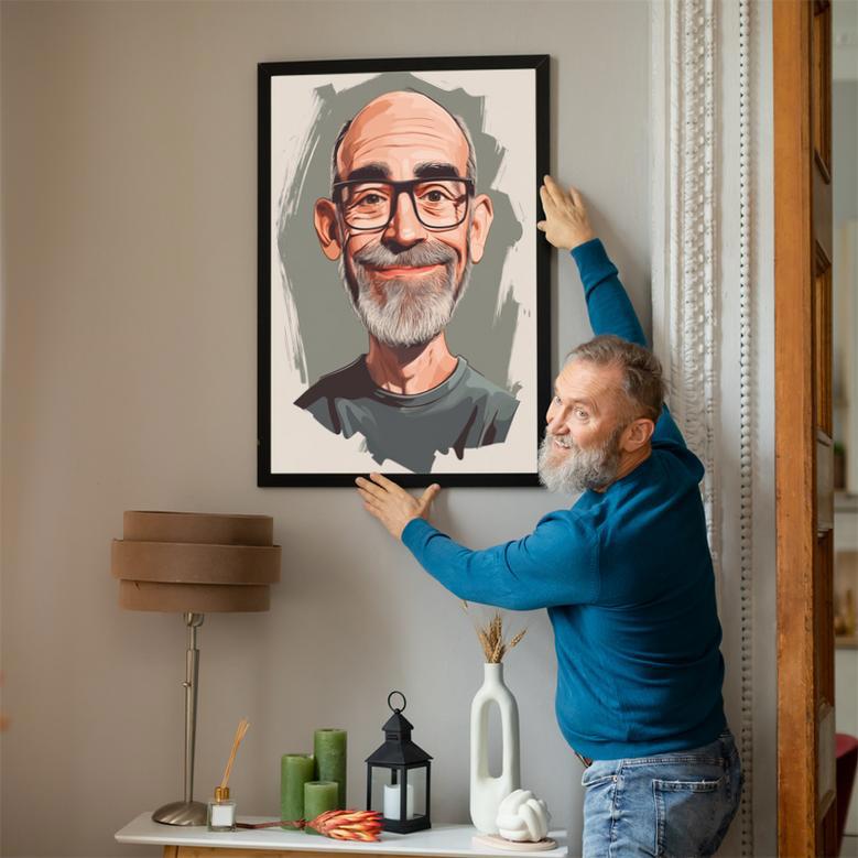 Dad Caricature Portrait – Fun Personalized Wall Art For His Space