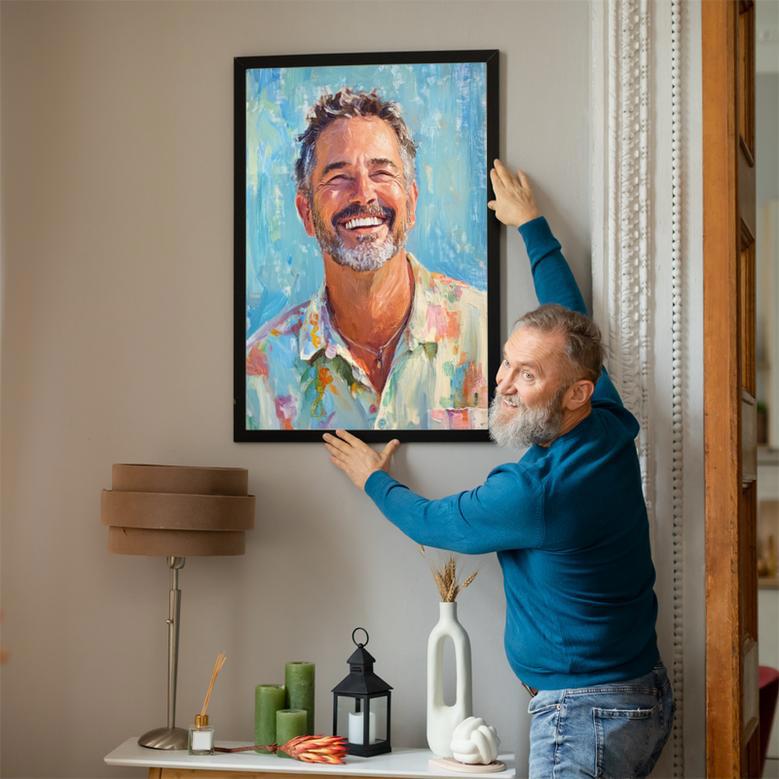 Dad Oil Painting Portrait – Timeless Hand-Painted Masterpiece