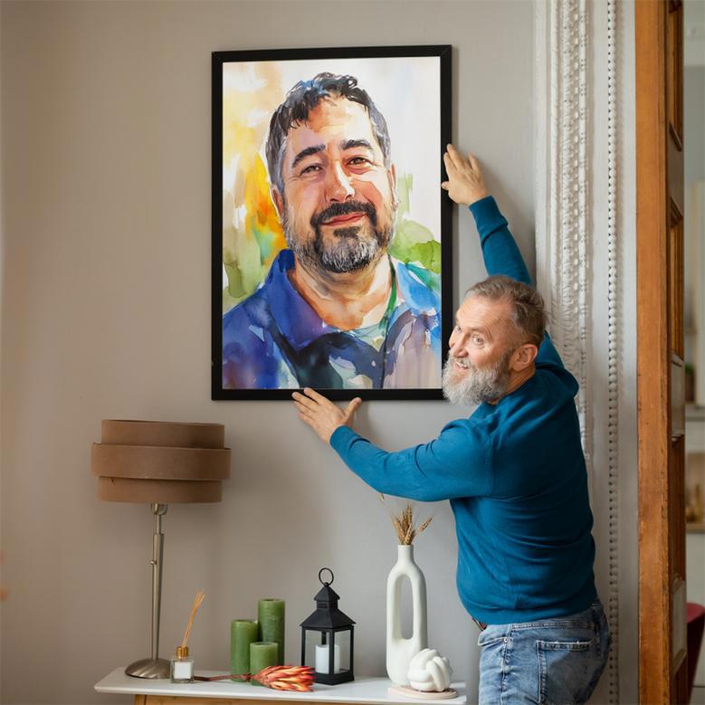 Dad Watercolor Portrait – Unique Hand-Painted Home Art