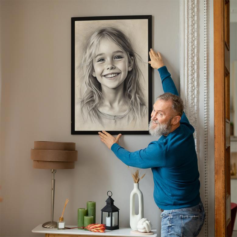 Daughter Charcoal Portrait – Beautiful Hand-Painted Keepsake