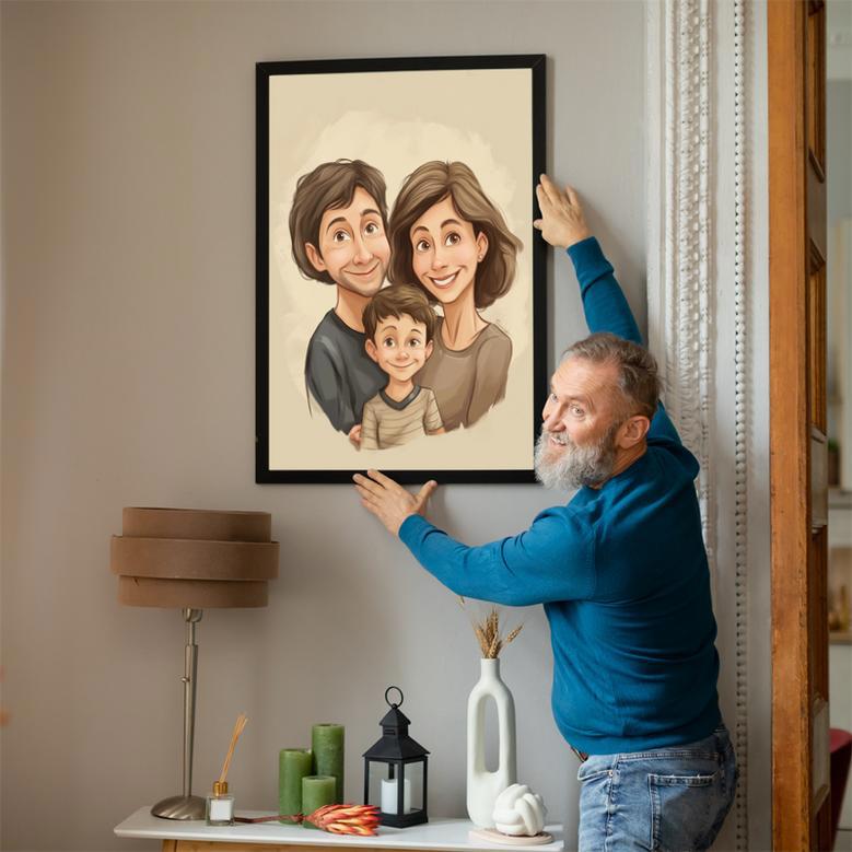 Family Caricature Portrait – Vibrant Custom Home Decoration