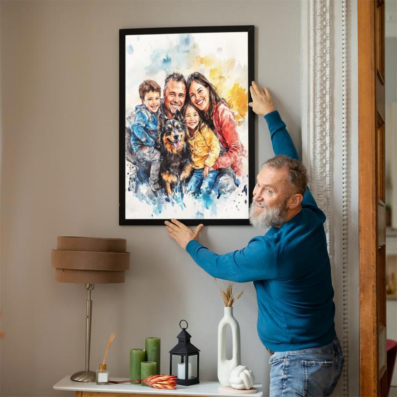 Family Watercolor Portrait – Treasured Hand-Painted Wall Art