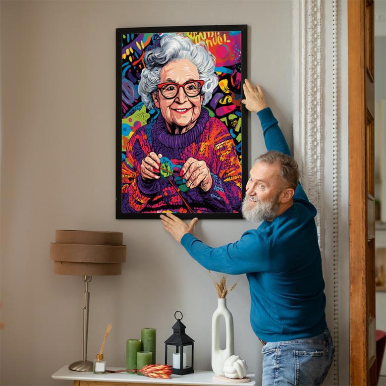 Grandma Pop Art Portrait – Lively Handcrafted Family Keepsake