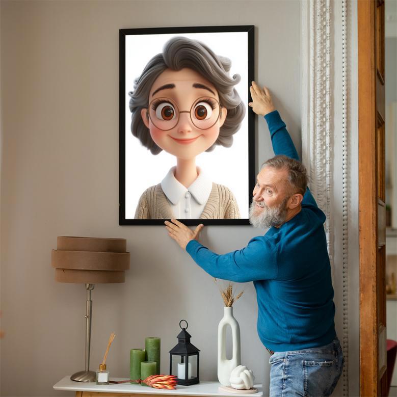 Mom 3D Cartoon Portrait – Lighthearted Personalized Wall Display