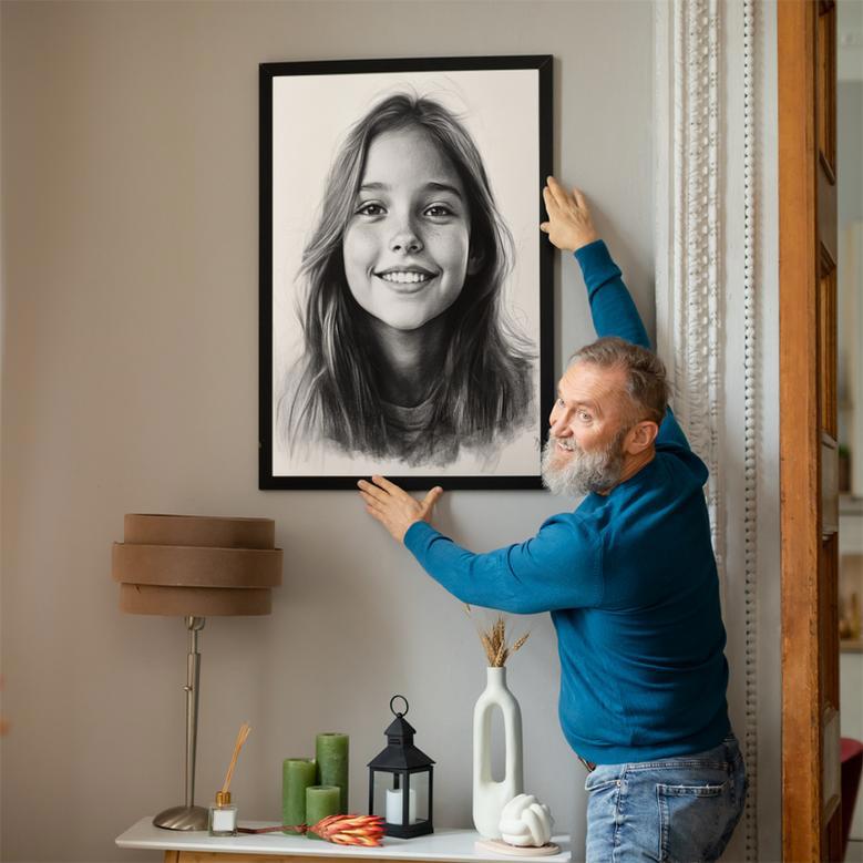 Sister Charcoal Portrait – Artistic Personalized Wall Art