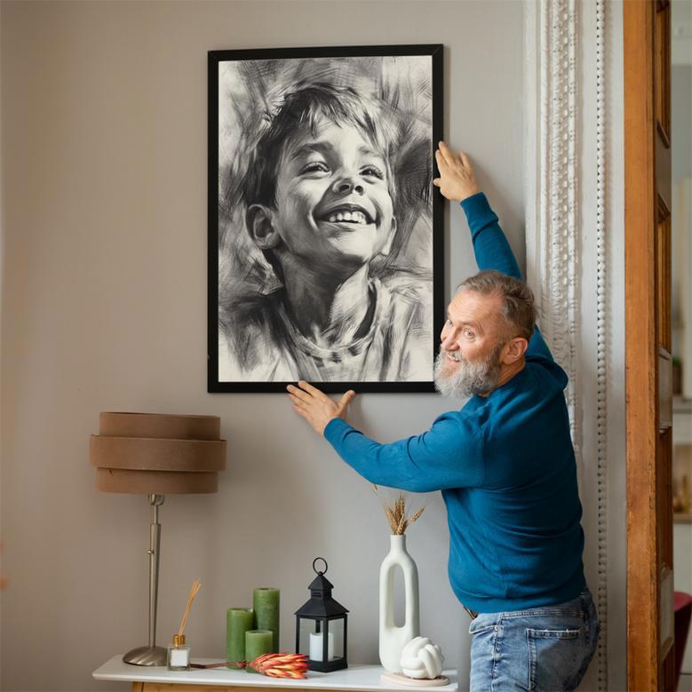 Son Charcoal Portrait – Unique Custom Wall Displa