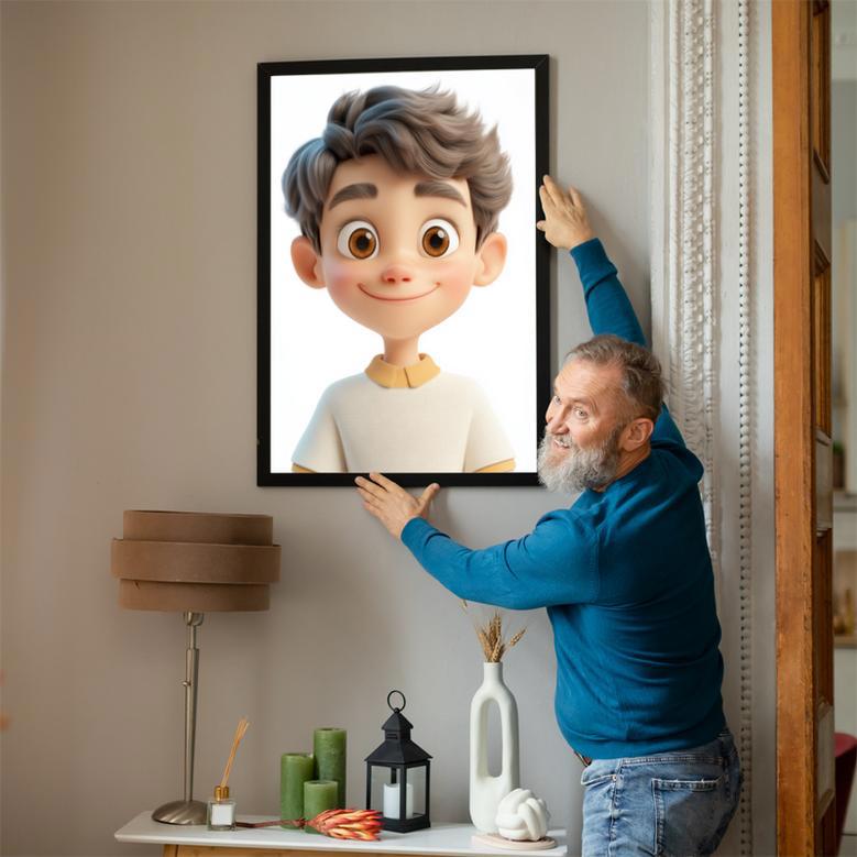 Son 3D Cartoon Portrait – Unique Handcrafted Room Decor