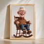 Grandpa 3D Cartoon Portrait – Fun Personalized Wall Art