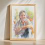 Uncle Colorful Pencil Sketch Portrait – Playful Personalized Wall Display